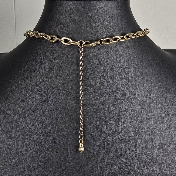 Faceted Faux Stone Gold-tone Adjustable Necklace - Picture 2 of 3